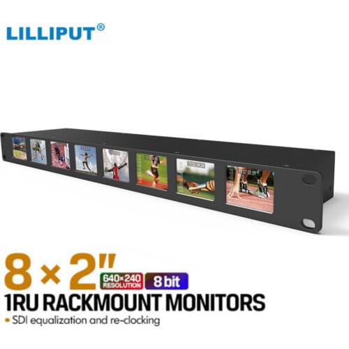 Free ship Lilliput RM-0208S 8*2" 1RU Rackmount Monitor Broadcast Screens 3G SDI monitor with Equalization & Re-clocking