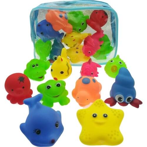Baby Cartoon Fish Floating Bath Toys KIds Water Playing Soft Glue Toys Set Colorful Interesting Dolls Children Shower Amusement