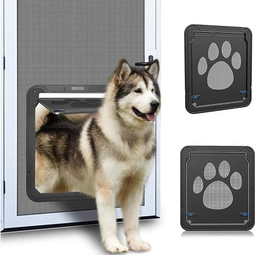 Pet Screen Security Door Dogs Gate With Magnetic Flap For Exterior Freely Doors Lockable Durable Easy Install Pet Door For Puppy