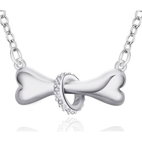 Exquisite 925 Sterling Silver Necklaces Girl Jewelry Cute Bone Zircon Necklace Women Engagement Accessories Valentines Day Gift