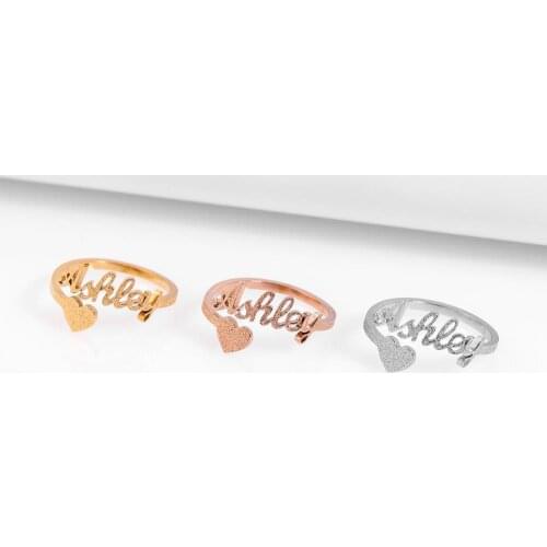 Qitian Custom Hiphop Stainless steel frosted and gilded Ring , letters fashion Rings For Women Men Handmade Jewelry For Gifts