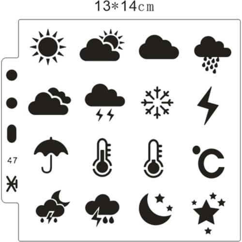 13*14 weather icon Cover templat scrapbook stencils spray plastic mold shield DIY cake hollow Embellishment printing lace ruler