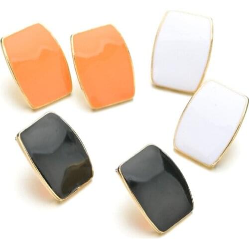MESTILO New Simple Multi-Colored Geometric Irregular Square Small Drop Oil Stud Earrings For Woman Classic Fashion Jewelry Gift