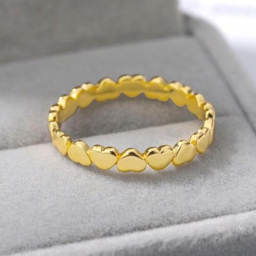 Tiny Heart Rings For Women Geometric Stainless Steel Stacking Gold Color Ring Minimalist For Cute Wedding Jewelry Gift 2021