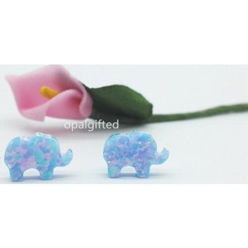 MOQ=3pcs Free Shipping op26 Cornflower Blue 8x11mm Animal Elephant Opal for Necklace Synthetic Opal Elephant with factory price