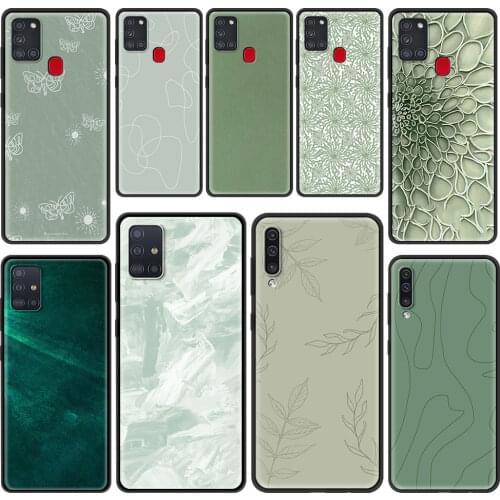 Soft TPU Case for Samsung Galaxy A32 A52 A72 4G A21S A51 A71 A12 A02S A21 EU A41 A31 5G Phone Coque Shell Beige And Sage Green