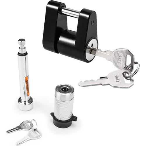 Hitch Lock Set 5/8 Inch Trailer Receiver Pin Lock for Class III IV 2 Inch and 2-1/2 Inch Receiver 1/4 Inch Hitch Lock