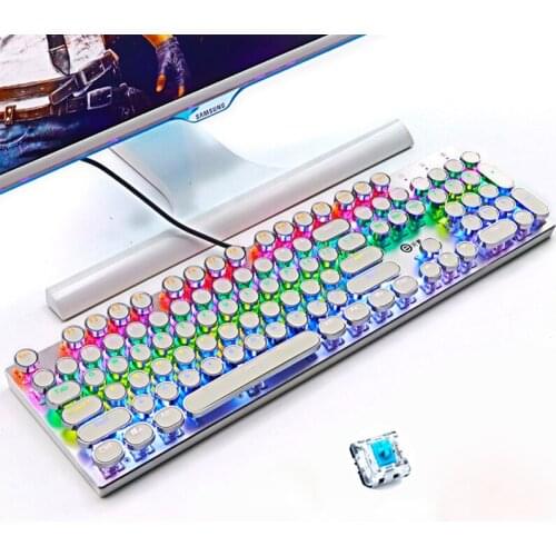 Steampunk Real Mechanical Keyboard Office Retro Round Key Keyboard