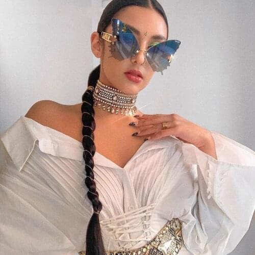 2021 new large frame butterfly sunglasses metal legs fashion personality multicolor glasses UV400