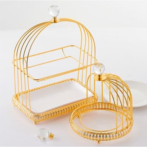 Msjo 2-layer new creative ceramic cake stand bird cage afternoon tea cake tray, suitable for travel commemorative wedding tablew