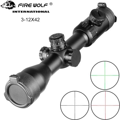 Fire Wolf 3-12X42 SF hunting airsoft optical sight tactical rifle mirror, waterproof sniper mirror with red and green lighting