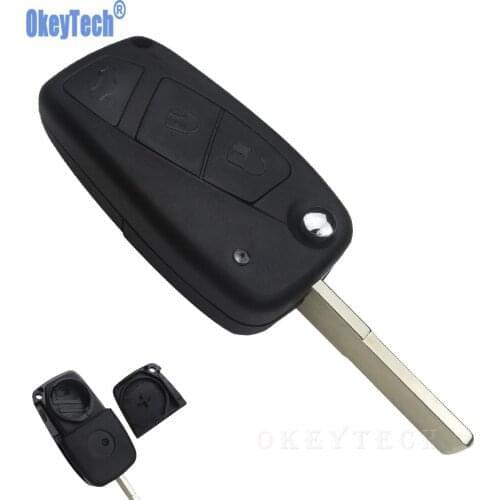 OkeyTech 3 Buttons Remote Flip Key Shell Case For Fiat 500 Panda Stilo Ducato Punto Auto Folding Replacement Key Fob Shell Cover