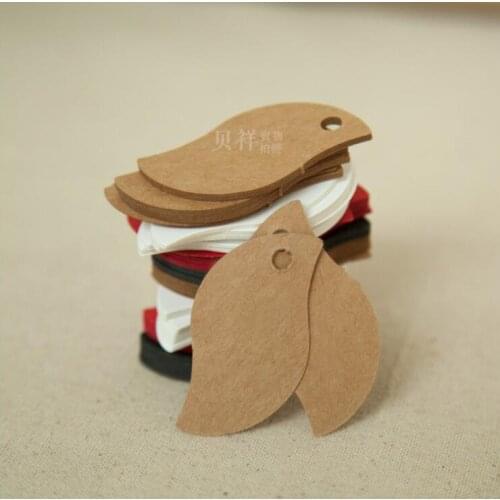 Wholesale leaf shape Brown Kraft Paper Wedding Luggage DIY Blank price Gift Hang tag 100pcs/lot