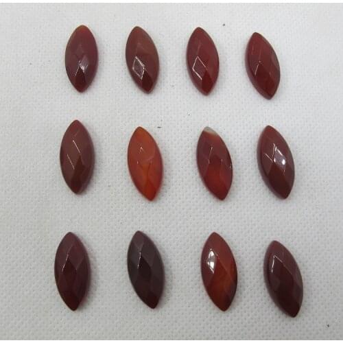 Wholesale Red Agates Carnelian Bead Cabochon 10x22mm Faceted Marquise Gem stone Jewelry Cabochon Ring Face 10pcs/lot