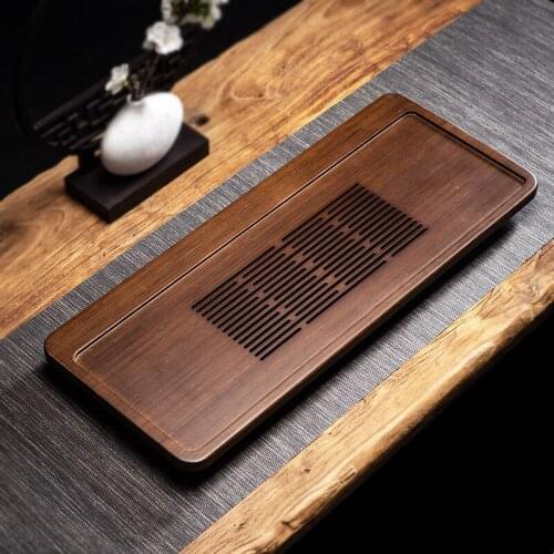 Bamboo Tea Tray Large Eco Friendly Chinese Style Simple Water Storage Dry Bubble Tea Tray Modern Bandeja Madera Teaware DF50CP