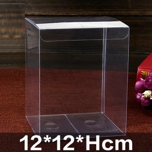 12*12*Hcm Transparent Waterproof PVC Clear Plastic Packaging Toys Boxes Craft Gift Wedding Candy Favor Bags Party Supplies
