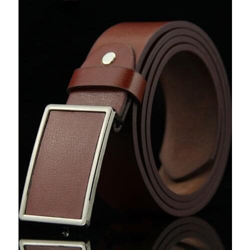 2020 New Genuine Leather Belts Men Square Buckle Jeans Belt For Cowskin Casual Belts Business Belt Cowboy Waistband High Quality