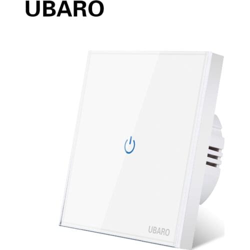 UBARO EU/UK Crystal Glass Panel Light Wall Touch Switch Led Electric Interruptor Switch Button With Led Backlight AC100-240V
