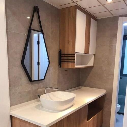 Nordic Style Hexagonal Wall MountedMirror Background Black For Bathroom Bedroom Decor Creative Entrance Makeup Mirror LA50