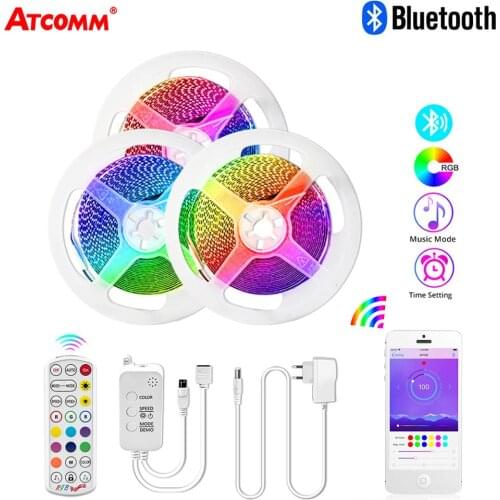 Bluetooth Smart LED Strip Light 5050 RGB 5M 10M 15M Diode Tape Lamp Multi Colored Backlight DC 12V Voice Music Control LED Light
