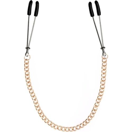 Excite Flirt Nipple Clamp Labia Breast Metal Female Breast Nipple Clamps With Chain Clips Stimulator Bdsm Bondage Erotic Game