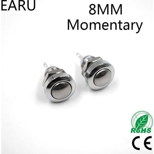 1pc 8mm Momentary Metal Stainless Steel Horn Doorbell Bell Push Button Switch Waterproof Car Auto Engine PC Power Start Starter
