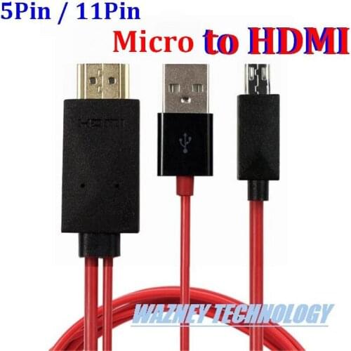 100pcs 11 pin 5 pin Micro USB to HDMI Video Audio Cable HDTV HD TV adapter For Samsung Galaxy S5 S3 S4 note 4 3 2 For S2 HTC LG)