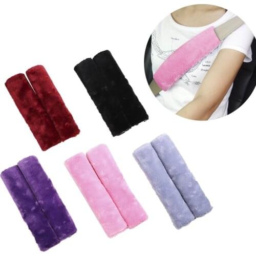 2 Pack Automotive Authentic Sheepskin Car Seat Belt Pads, Soft Shoulder Pad, Neck Cushion Protector, Genuine Natural Merino Wool