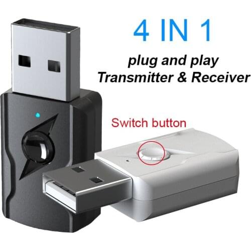 4 in1 Bluetooth 5.0 USB Adapter Bluetooth Wireless AV Transmitter Receiver For PC TV Car Mobile Phone Adapters & Converters