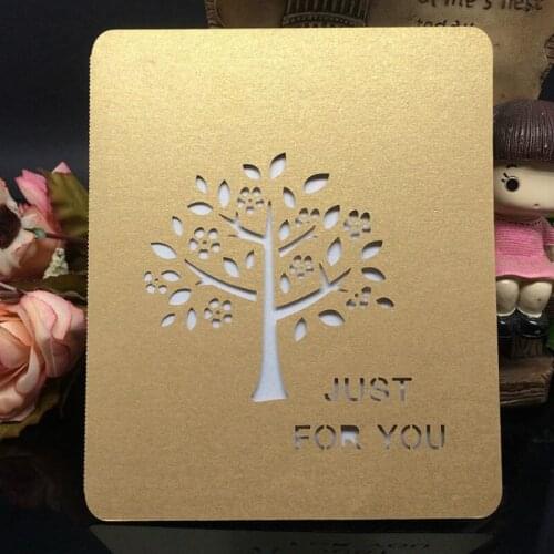 50 Pcs Laser Cut Just for You Birthday Greeting Card Postcards Wedding Invitations Valentines Day Gift 7ZSH240