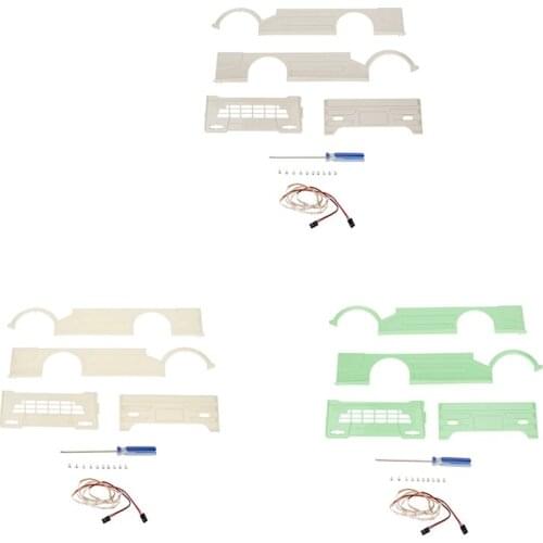 For WPL D12 1/10 RC Car Body Armor Surrounded Kits with Chassis Dazzle Light Upgrade Parts Decoration Accessories