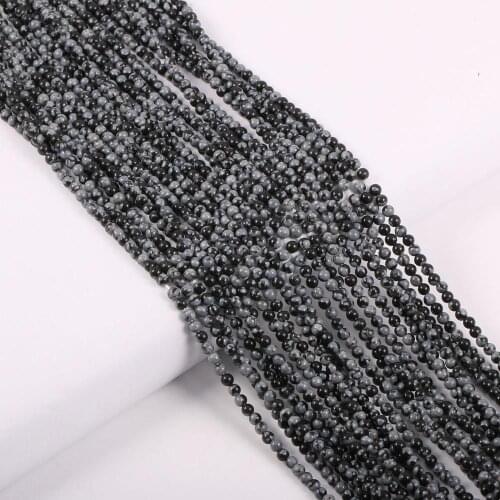 Natural Stone Beads Round Snowflow Stone Beadwork Agates Loose Spacer Beaded for Jewelry Making DIY Necklace bracelet accessorie