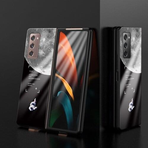 Z Fold 2 Funda Case for Samsung Galaxy Z Fold 2 5G F9160 W21 Plating Flexible Glass Shell for galaxy z fold2 5g Shockproof Cover