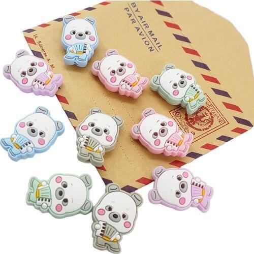 Chenkai 50PCS Cute Bear Silicone Loose Beads Silicone Teething Toys BPA Free For DIY Baby Nursing Shower Necklace Chain Gift