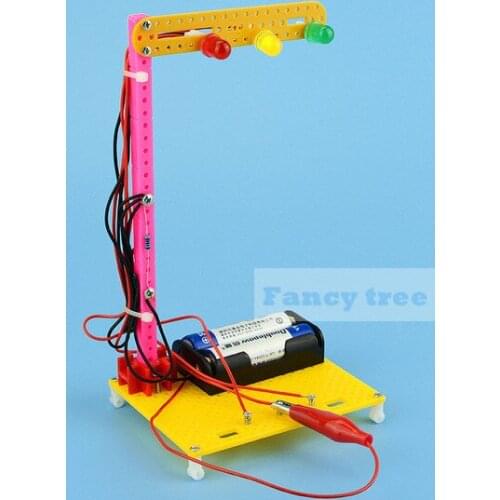 Students Kids Science Tecnologia Educational diy kit Traffic Lights Creative Experiment Handmade Assembled steam toys