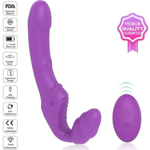 9 Speed Double Vibrating Lesbian Dildo Silicone G Spot Vibrator Women Couple Massage Adult Sex Toy Remote Control waterproof