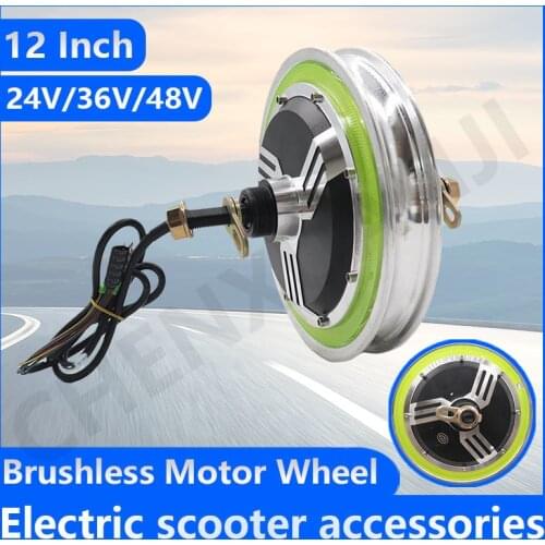 12 Inch Wheel 24V 36V 48V 350W Electric Bicycle Bike Hub Motor 12 inch Electric Scooter Motor Brushless Wheel Hub Modified Parts