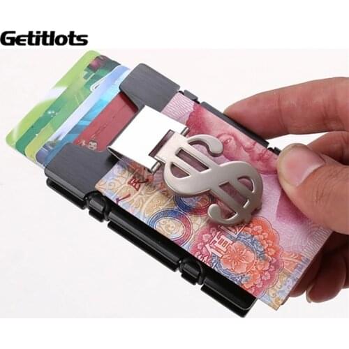New RFID Card Wallet Men Business ID Credit Card Holder Luxury Women Fashion Business Metal Aluminum Card Case with Bill Clip