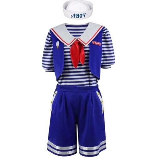 Stranger Things 3 Scoops Ahoy Robin Cosplay Costume Dress Steve Harrington Adult Uniform Working Sailor Suit Halloween