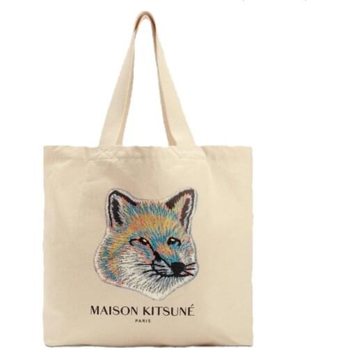 Handbags Colorful Printing Fox Shopping Bag One-shoulder Portable Canvas Bag