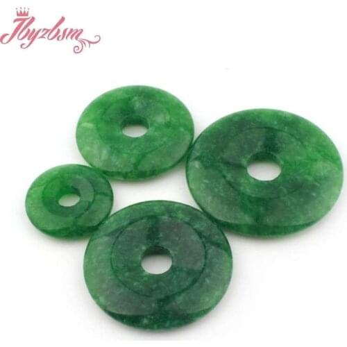 25,35,40,45mm Round Rings Donut Apple Green Stone Beads 1 Pcs,For DIY Necklace Jewelry Making Necklace Pendant,Free Shipping