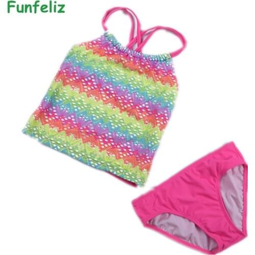 Girls Bathing Suits Brand New two pieces Swimming suit for Children Cute Print Kids Tankini Baby Girl Swimsuit 2-10 Years