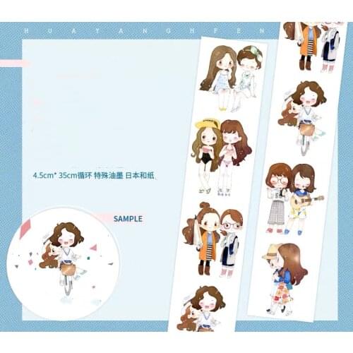 Happy Girl Washi Tapes Bullet Journal Masking Tape Adhesive Tape DIY Scrapbooking Washi Stickers