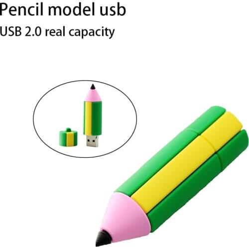 Cartoon Cute Pencil Shape Usb Flash Drive Pen Drive Pendrive 8GB Flash Card Memory Stick Storage Drive 16GB 32GB Real Capacity