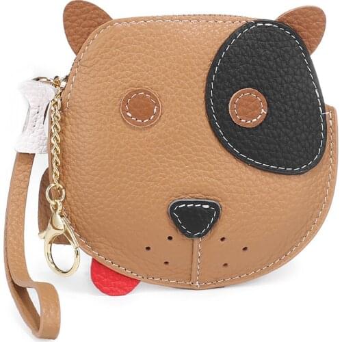 Genuine Leather Soft Coin Purse Cute Dog Thin Key Case Mini Coin Case Cute Mini Korea Ins Coin Purse Creative Wallet