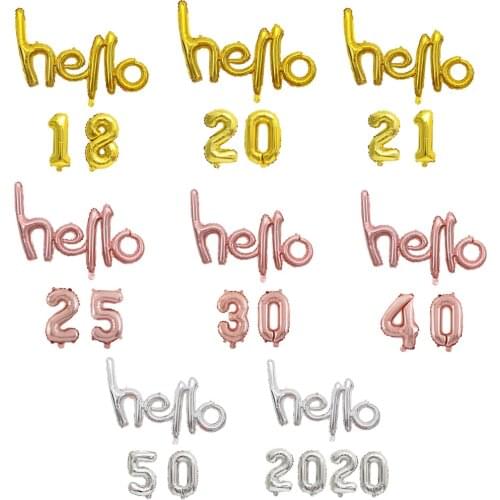 Rose Gold Hello 30 Foil Balloons Number 18 20 21 25 30 40 50 Birthday Party Decoration Inflatable Air Globos for 2020 New Year