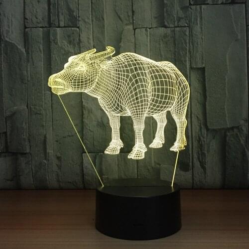 USB Bull Cow 3D Nightlight 7 Colors Changed Touch Table Lamp Baby Sleeping Lighting Creative Gift for Children Kids