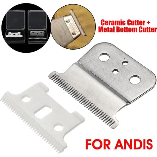 2pcs Ceramic Cutter + Metal Bottom Cutter For Andis Electric Hair Trimmer Replacement Blade For Wahl Electric Hair Clipper Blade