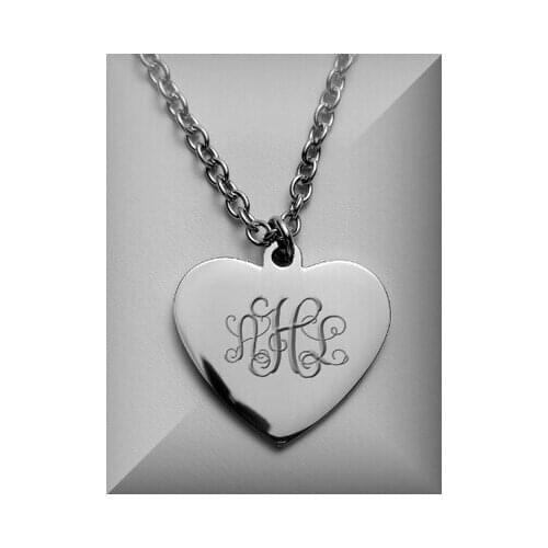 Wholesale Engraved Silver Stainless Steel Heart dog tags hot sales Heart Dog Tag Stainless Steel necklace FH890311