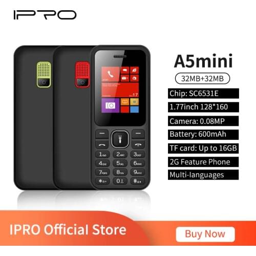Feature Mobile Phone IPRO A5 Mini 1.77" Screen Dual SIM with MP3 MP4 Player Flashlight Inteligente EU/US Plug Destaque Telefon